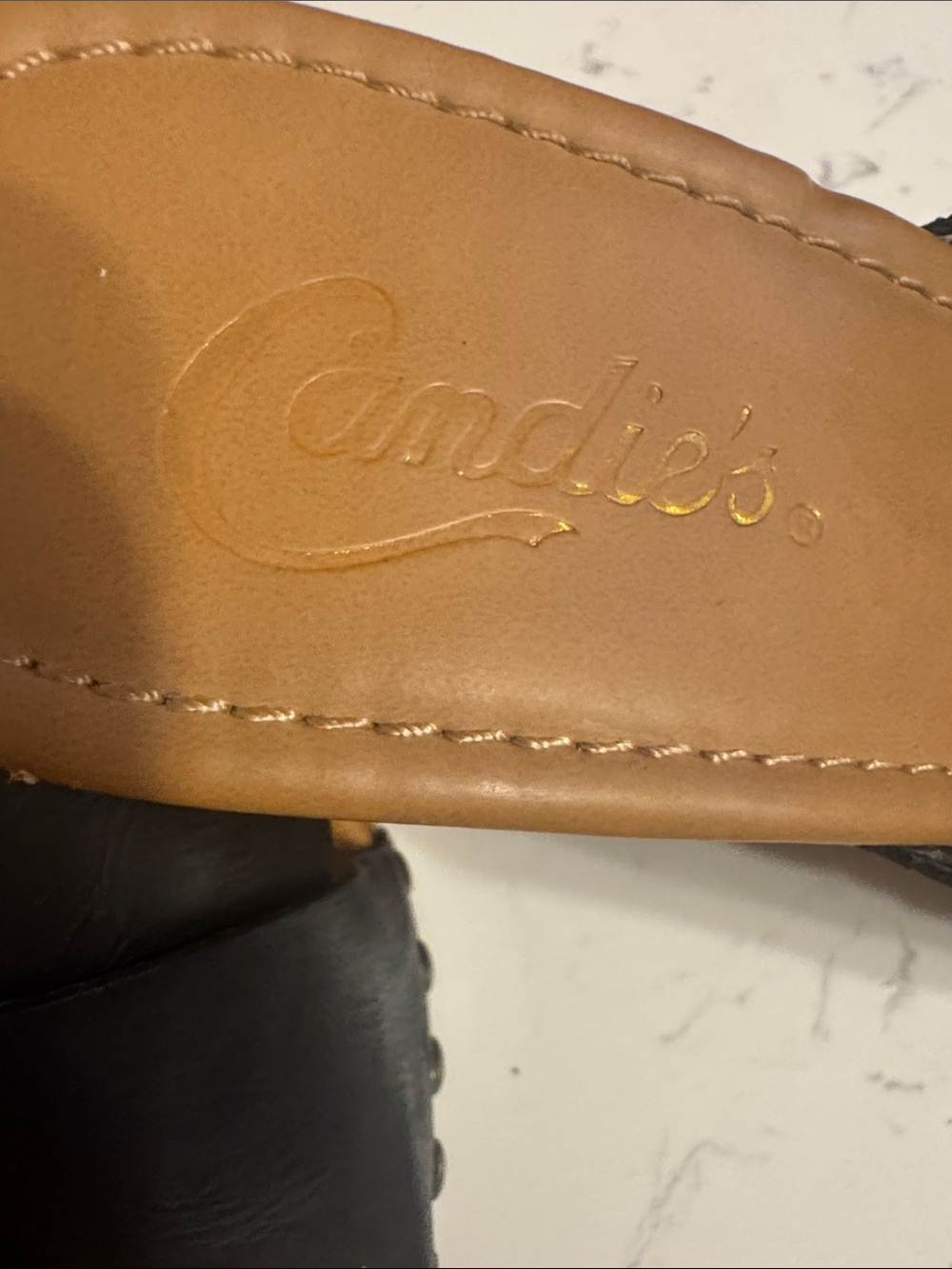 Candie's Black Cross-Band Wedge Slide Sandals - Picture 7 of 10